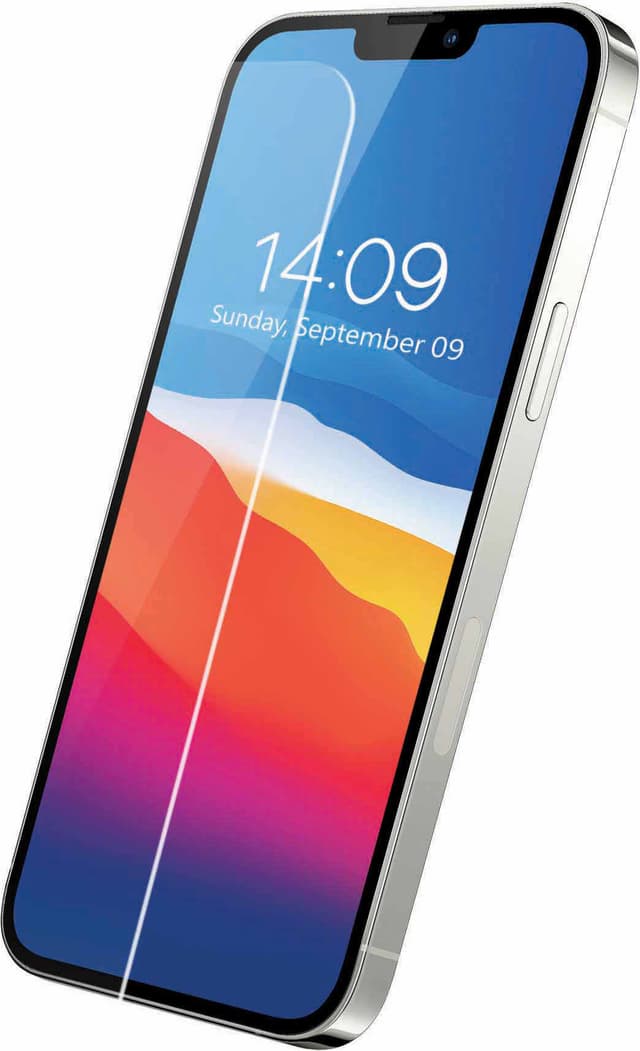 Sandstrøm flad skærmbeskytter i glas til iPhone 12(Pro)/13(Pro)/14/16e