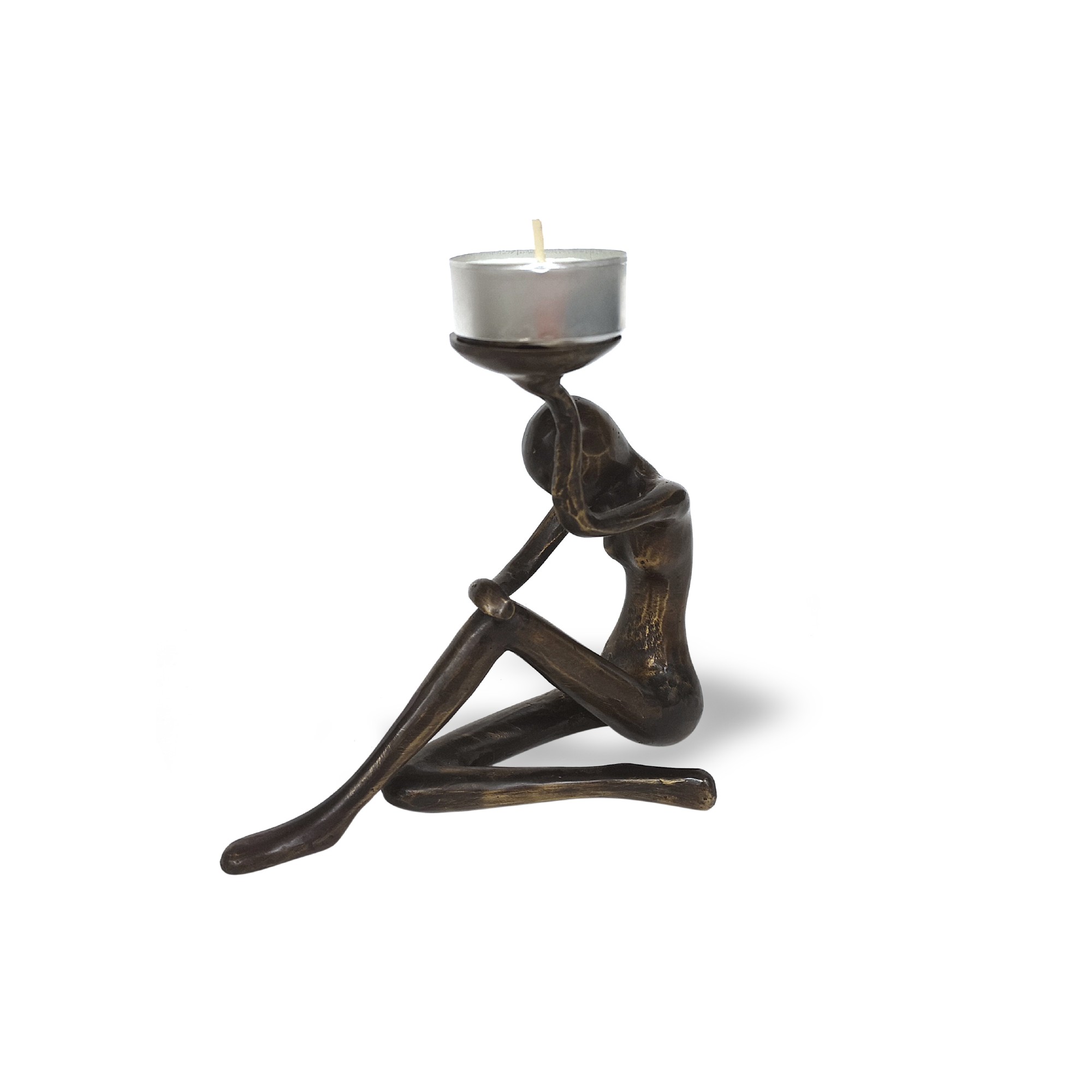 Teelichthalter 'Ballerina', aus Bronze, H 13,5 cm, T 7 cm, B 13 cm von fischer's lagerhaus