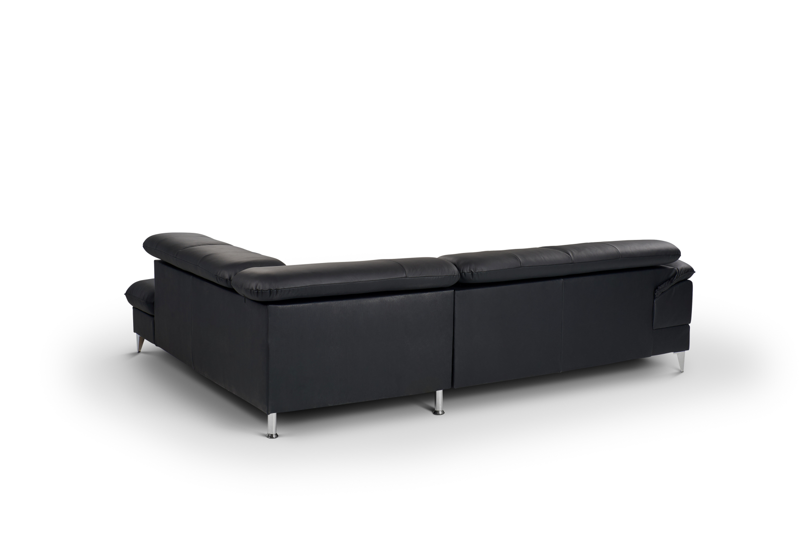 Ecksofa - schwarz - Leder - Basismodell - Recamiere rechts