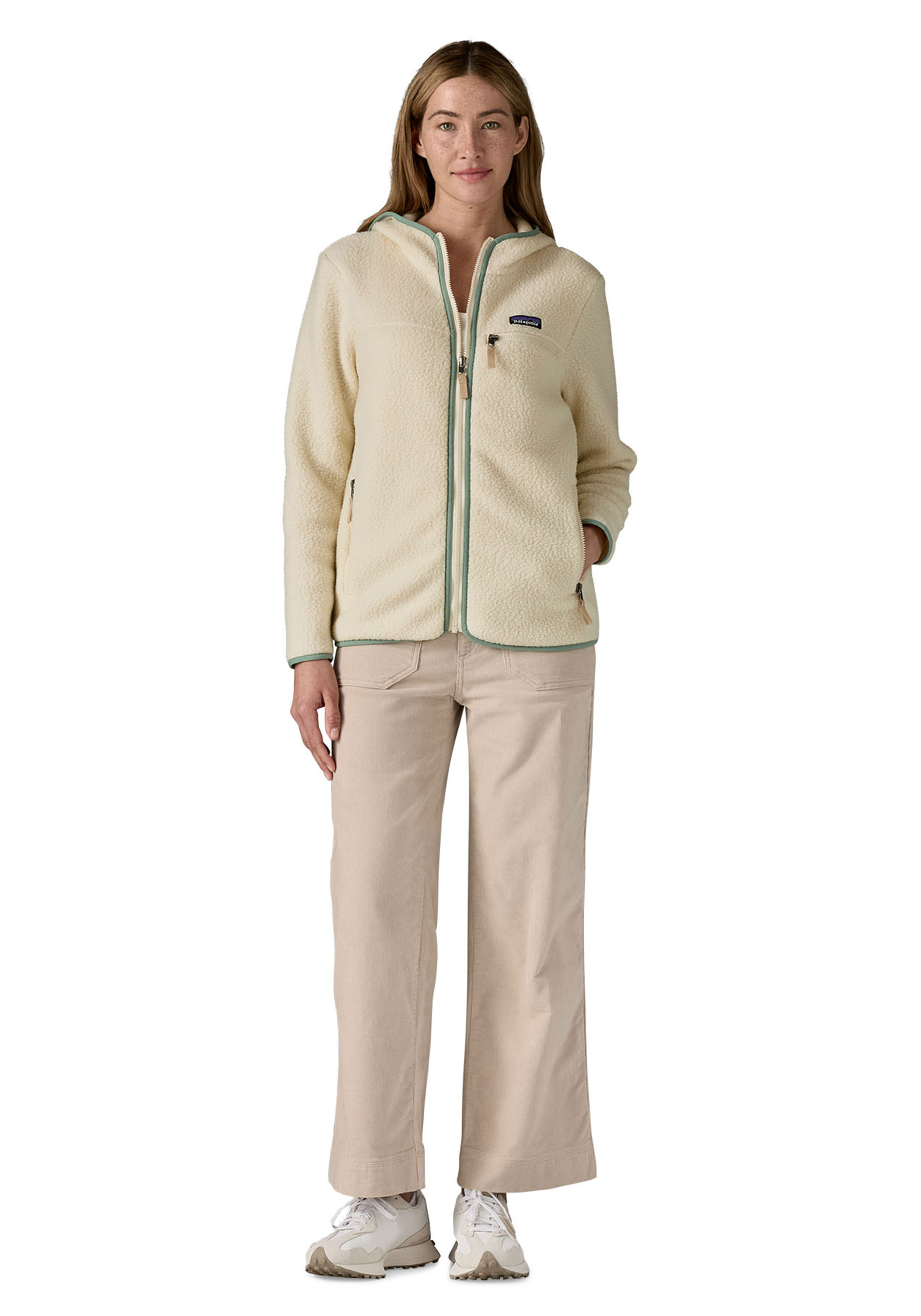 Patagonia Fleece-Hoodie W's Retro Pile Hoody Natural W/Ellwood Green