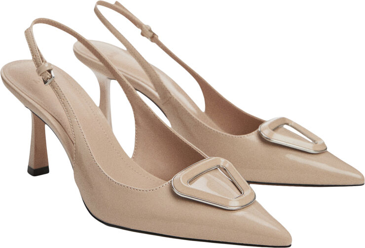 MANGO Patent leather-effect slingback sho Lt-pastel pink
