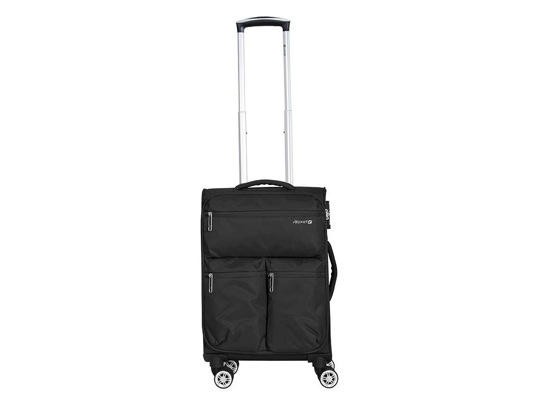 MALA DE CABINE FLEXÍVEL AIRPORT PRETO 8 RODAS 55CM