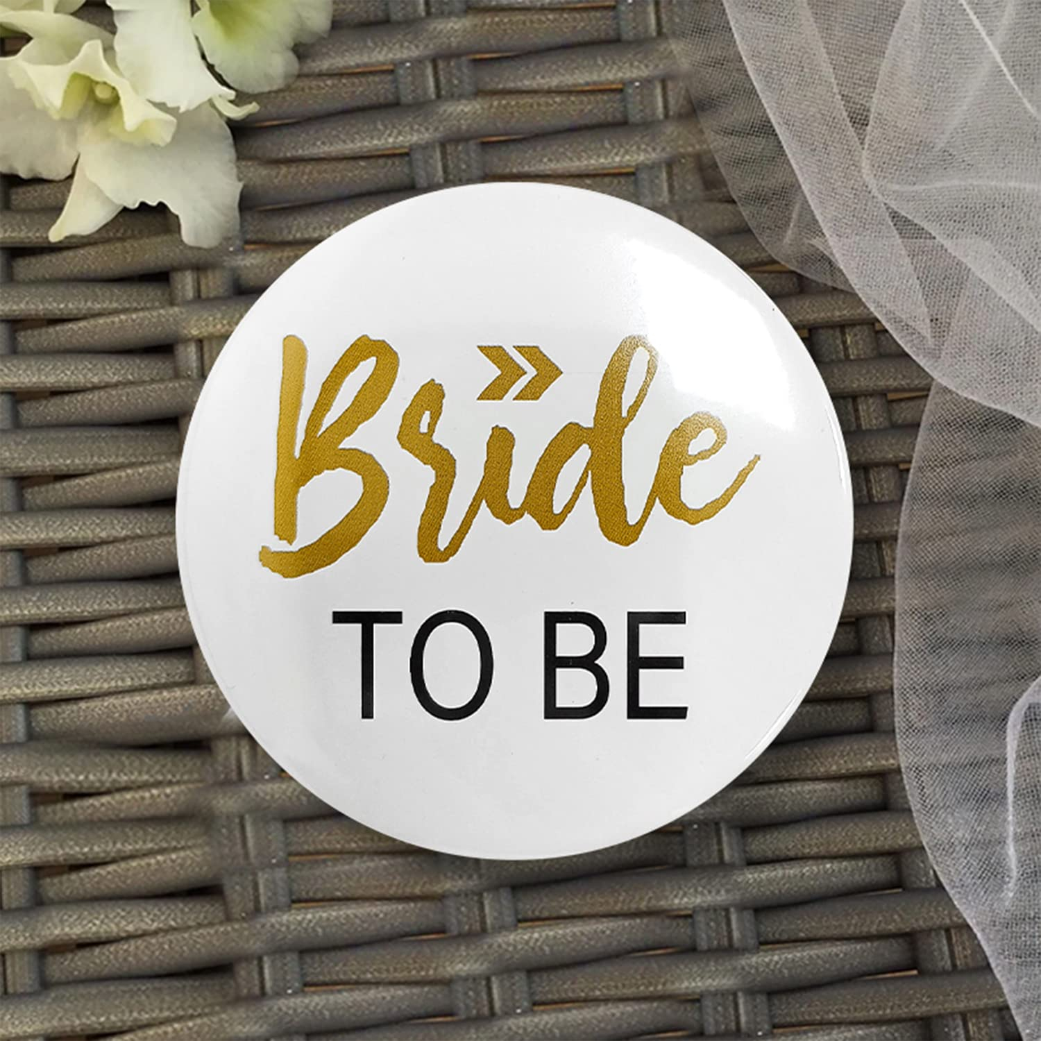 (6er Set) Deko Button Team Bride / Bride To Be Pin Accessoire Junggesellinnenabschied Brosche - Rosa