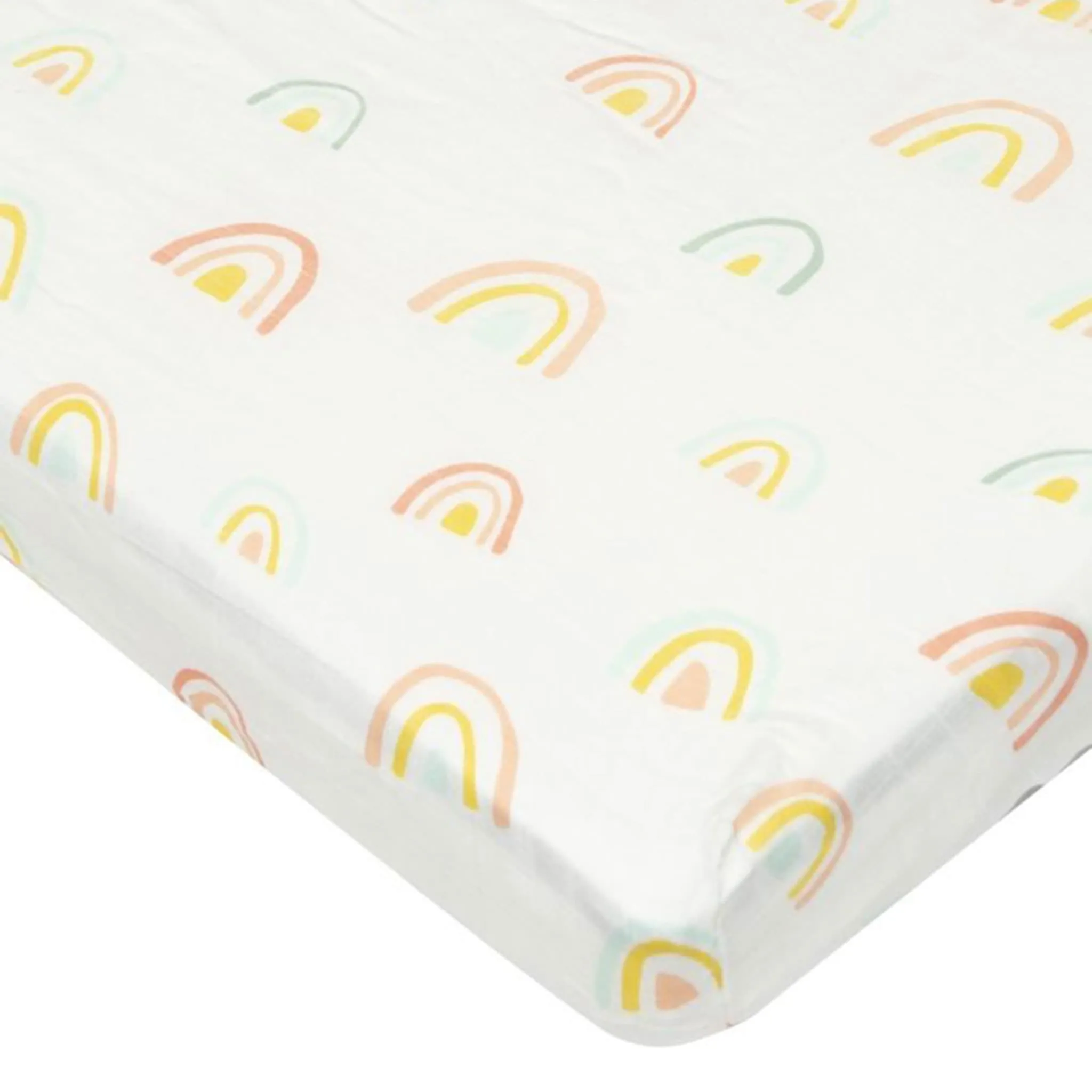 Loulou Lollipop Drap Contour pour Lit de Bébé - Mousseline Bambou Arc en Ciel Rose