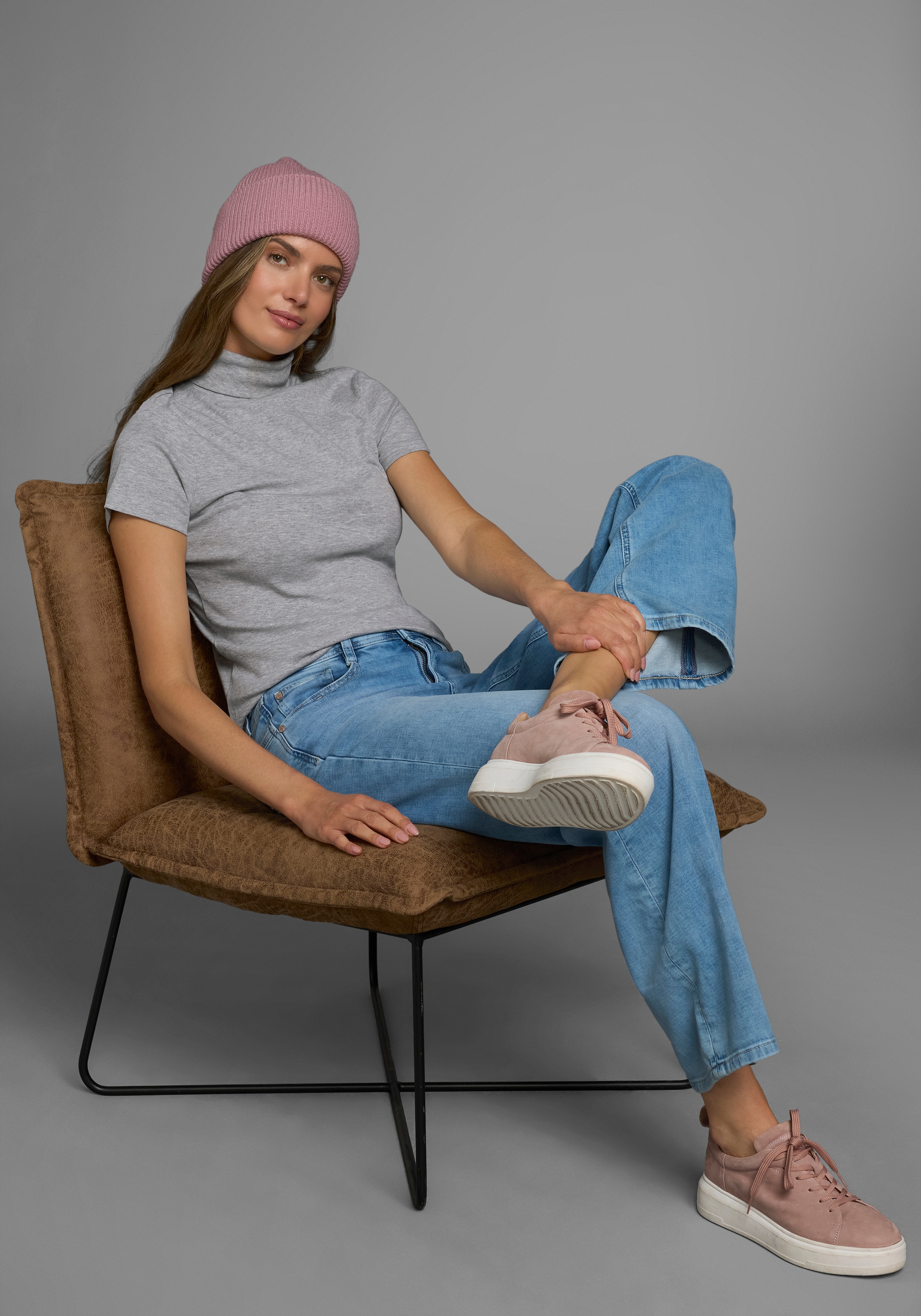 Flashlights Rollkragenshirt , figurbetont,  Basic-Stil,  Rollkragen,  aus 100% Baumwolle,  elastisch