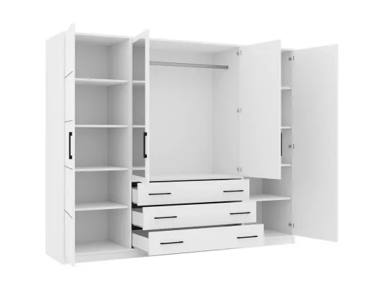 Armoire Dortivu 112, Blanc, 200x196x58cm, Portes d'armoire: Avec des charnières