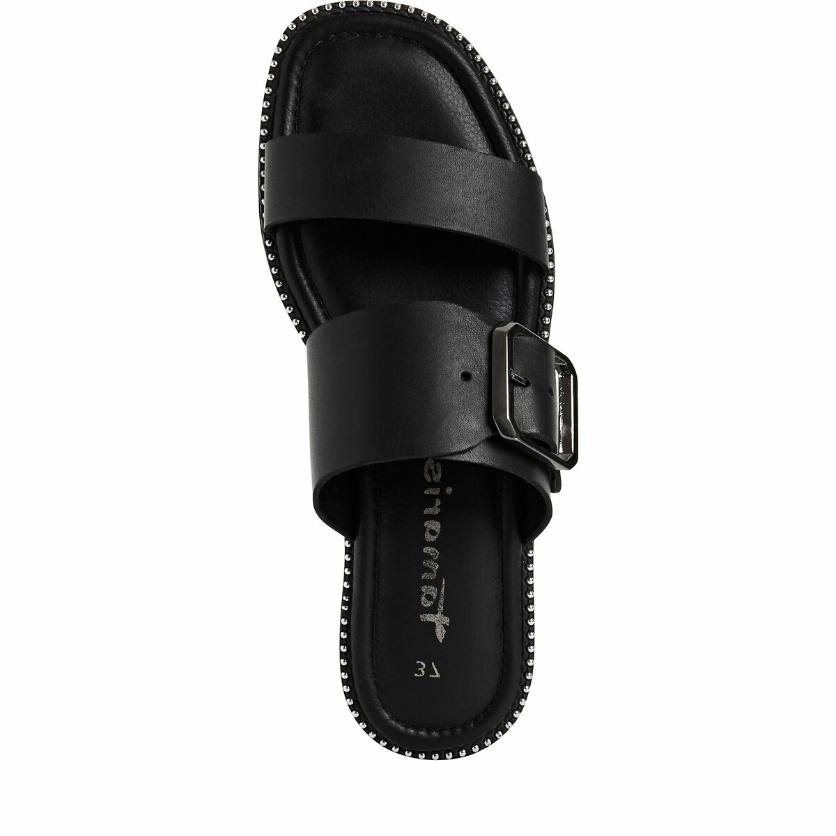 TAMARIS<br>Mules de couro planas
