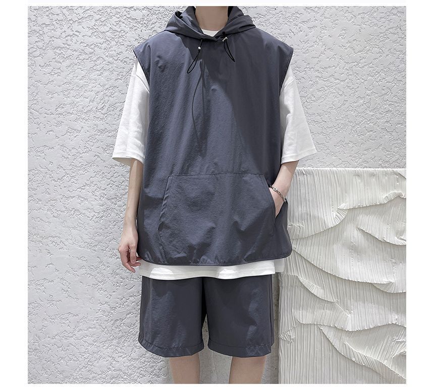 Vernanah - Set: Elleboogmouw Two Tone Hoodie + Sweatshorts