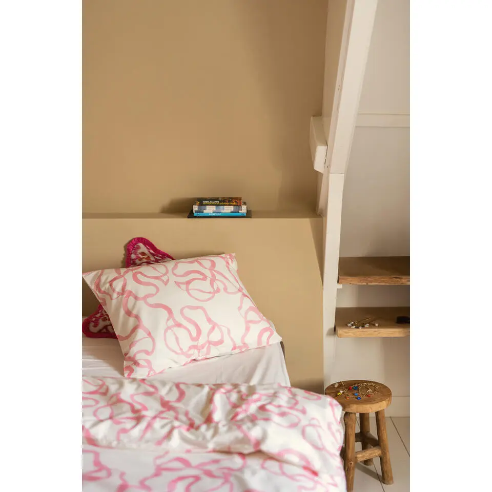 Dindi Home - Dekbedovertrek Pink Party - 200x220 cm - Off White / Roze