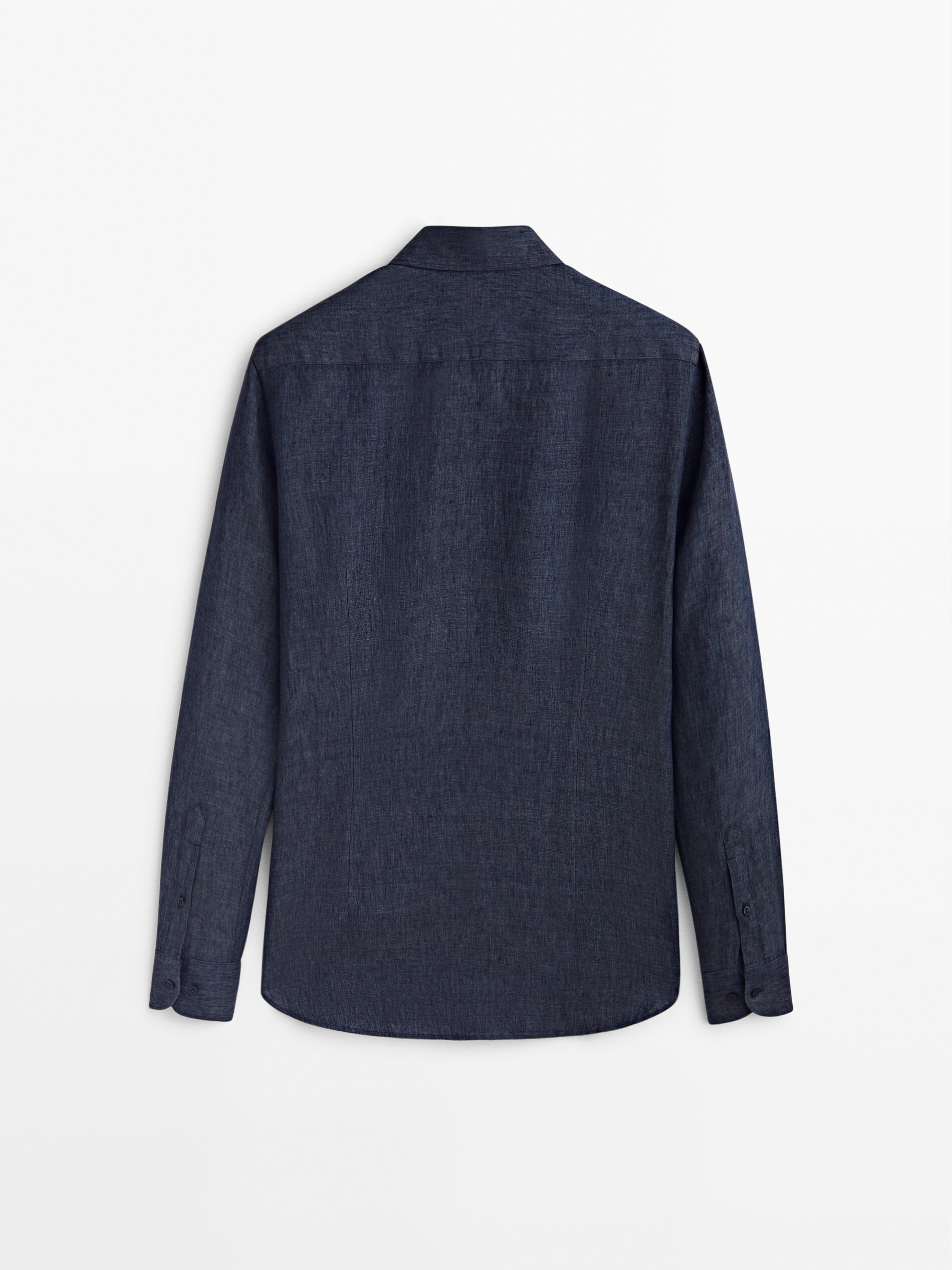Camisa slim fit 100% linho desbotado - MARINO AZUL