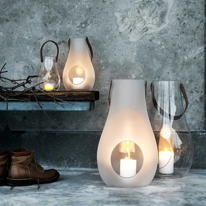 Holmegaard - Design with light Laterne (2er-Set) H 16 cm   25 cm, smoke