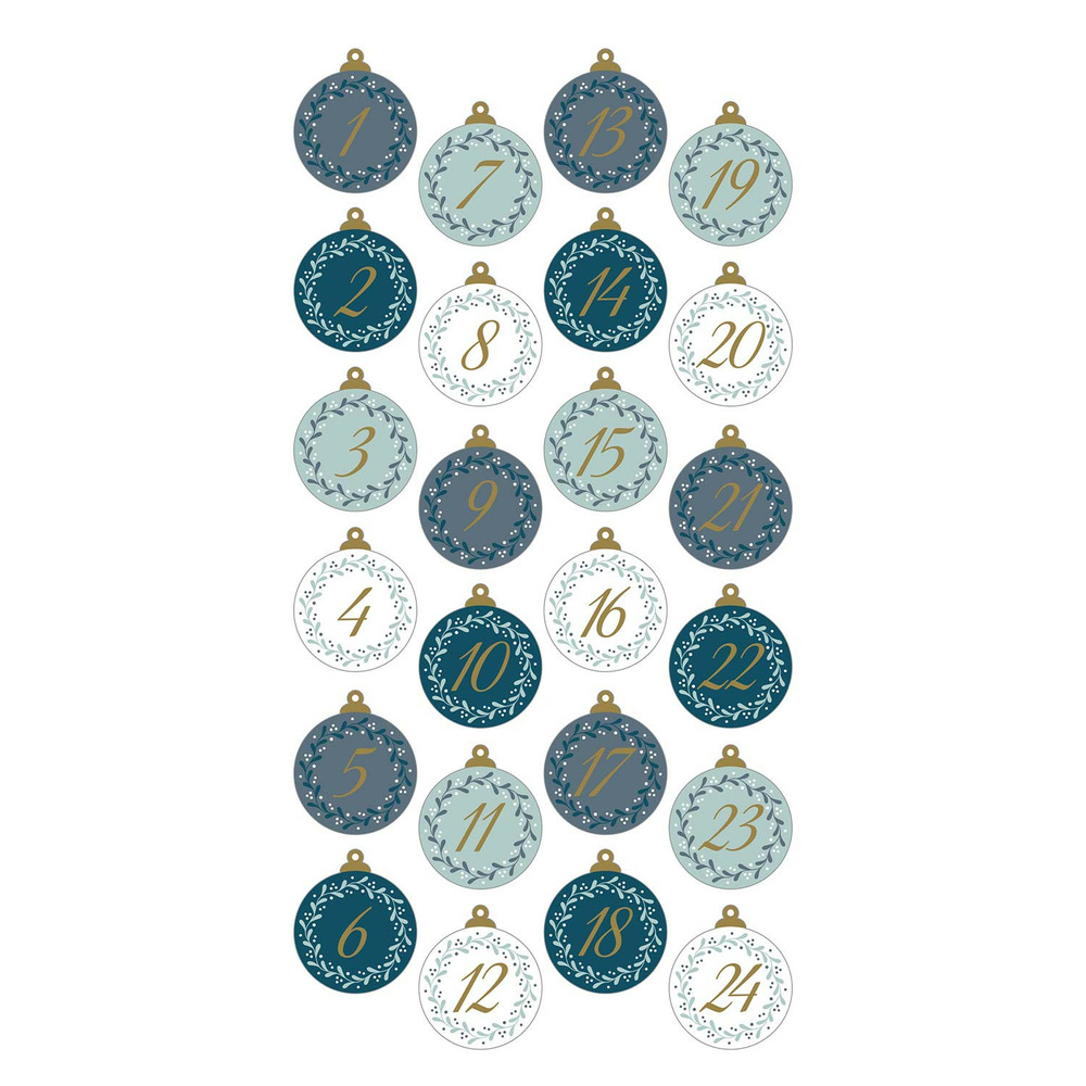 Stickers puffies pour calendrier de l'avent - boules de noël