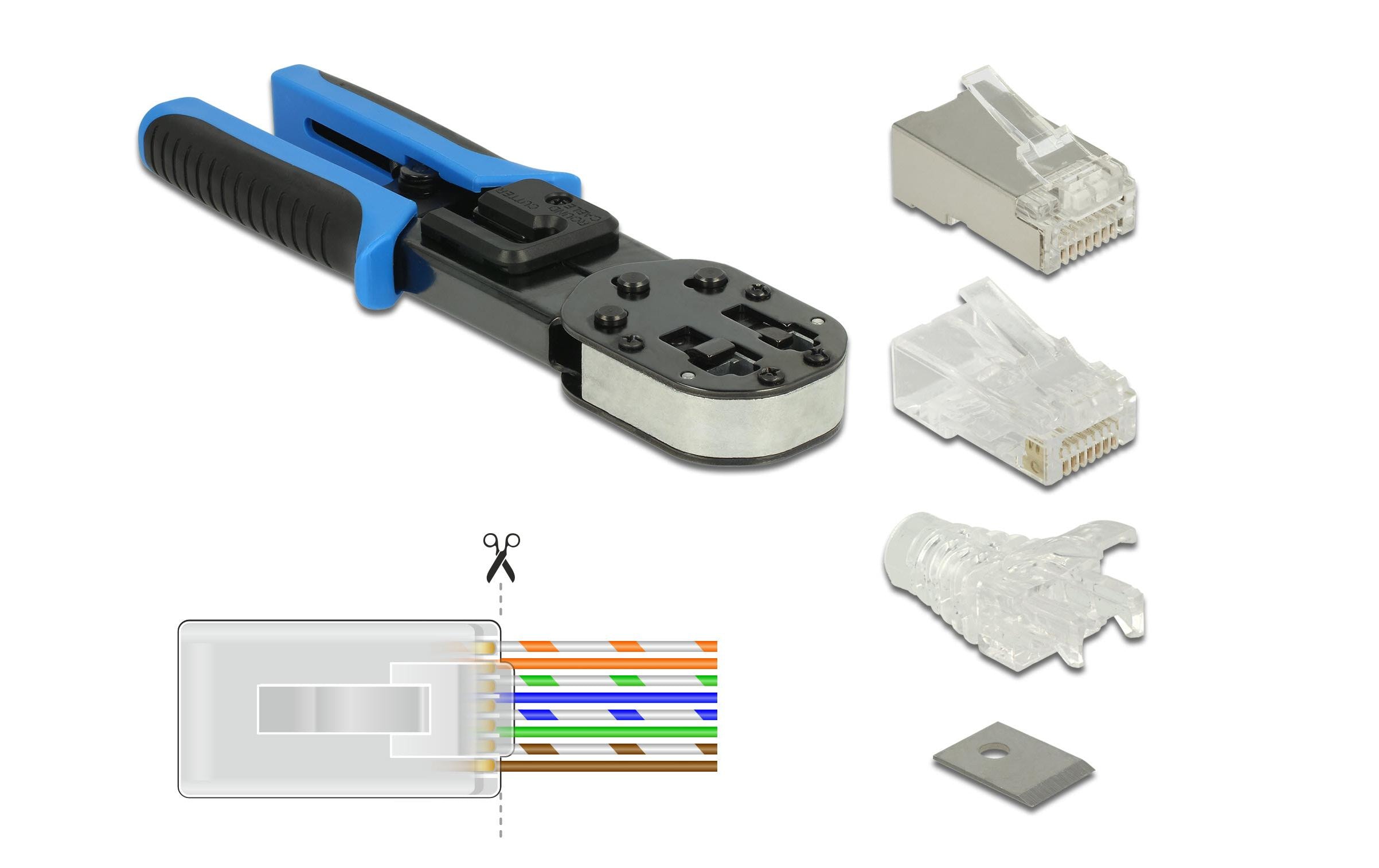 Werkzeugset RJ45 Crimp&Cut Werkzeugset<br>Delock RJ45 Crimp+Cut Werkzeugset