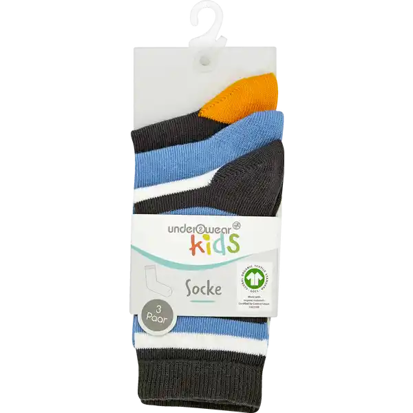 3er-P. Jungen Socken Streifen 23 / 26 GOTS