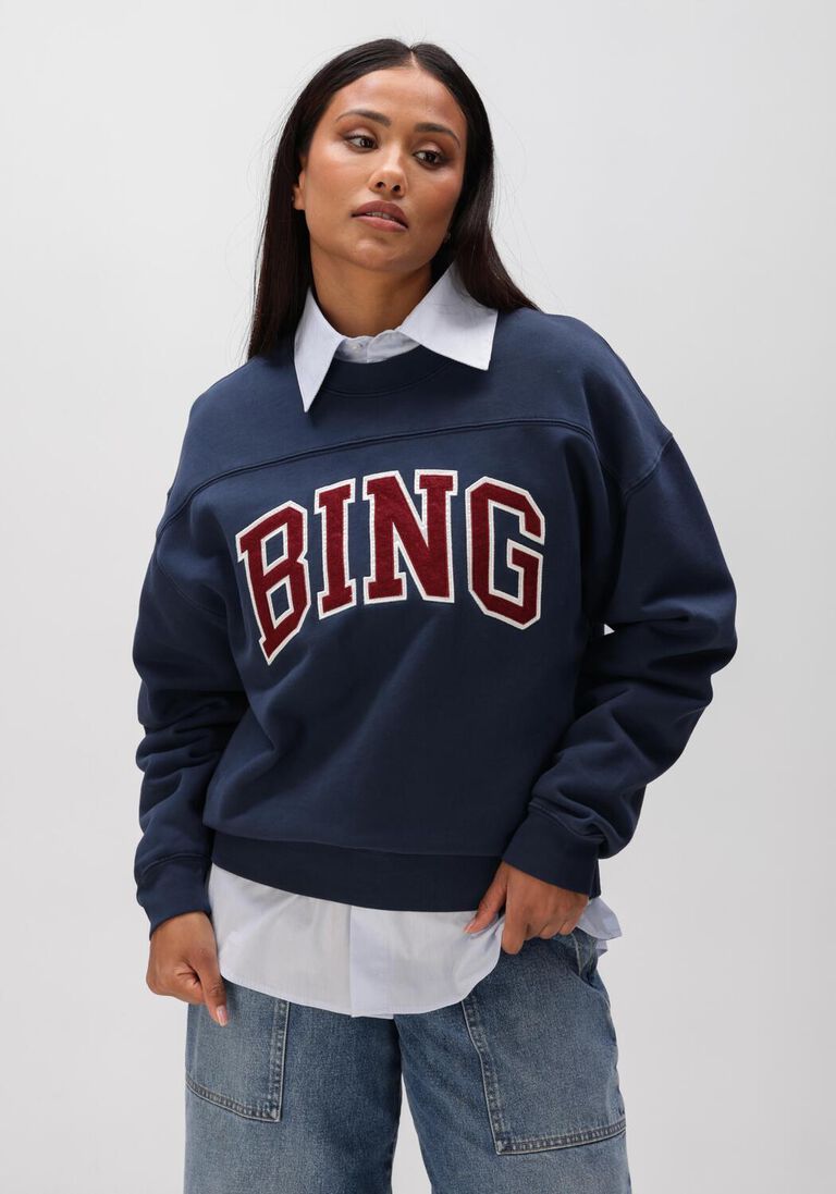 donkerblauwe anine bing truien/vesten trenton sweatshirt bing- washed navy