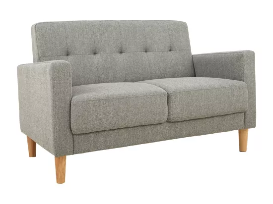 Canapé scandinave 2 places en tissu gris et bois clair MOON