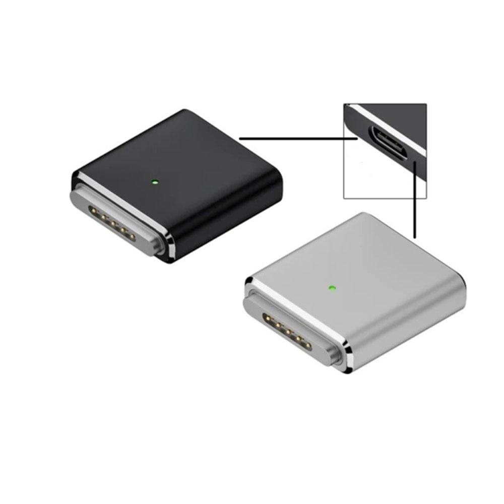 MagSafe 3 auf USB C (w) Aluminium Lade Adapter für MacBook Pro / Air (PD/100W) - Schwarz
