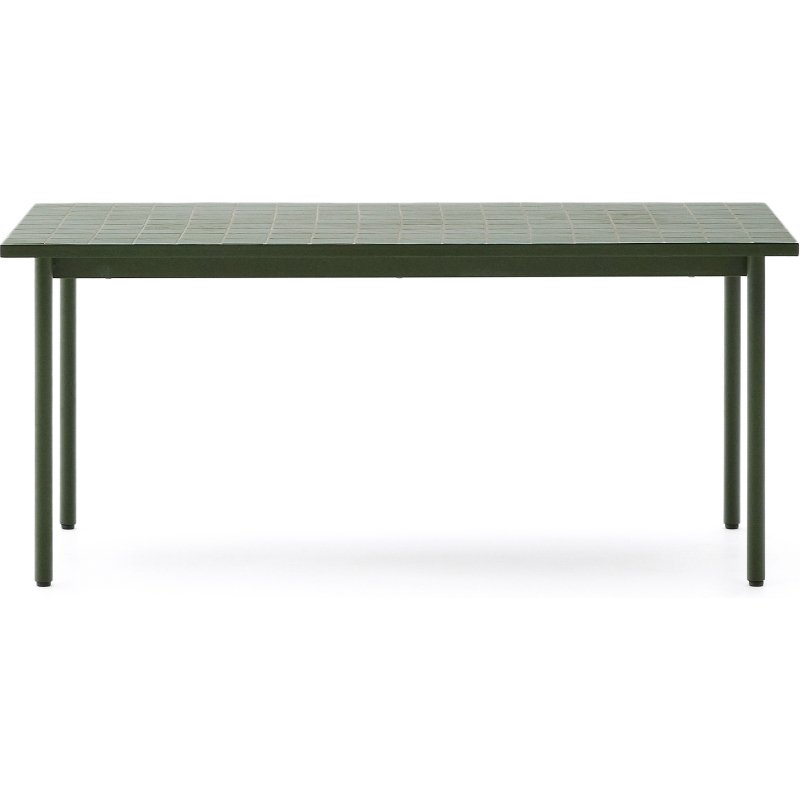 Table d’extérieur Maurina en acier galvanisé vert et céramique verte 182 x 91 cm