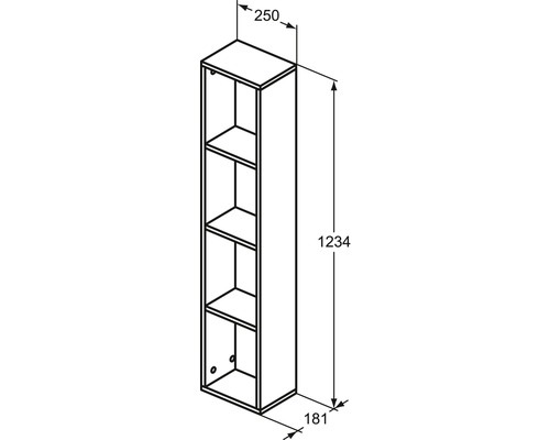 Ideal Standard Adapto mid-height kast, glanzend witte voorkant, afmetingen (B x H x D): 123,4 x 18,1 x 25 cm, T4308WG