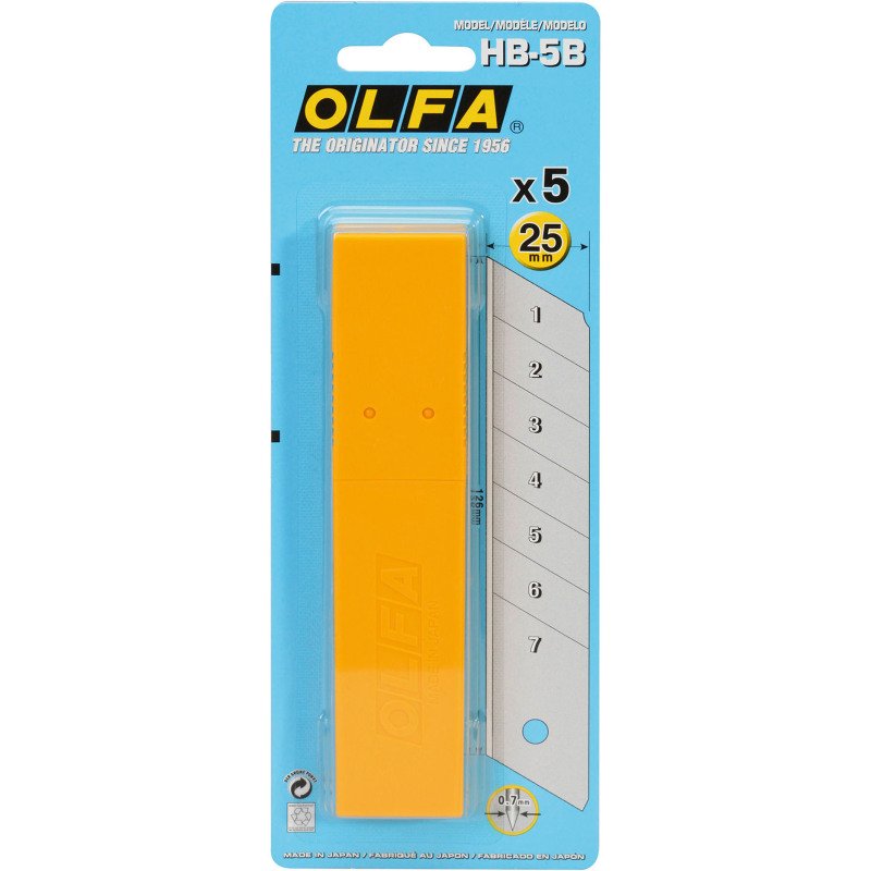 Lames pour cutter d'atelier Olfa XH-1 25 mm - Etui de 5 lames
