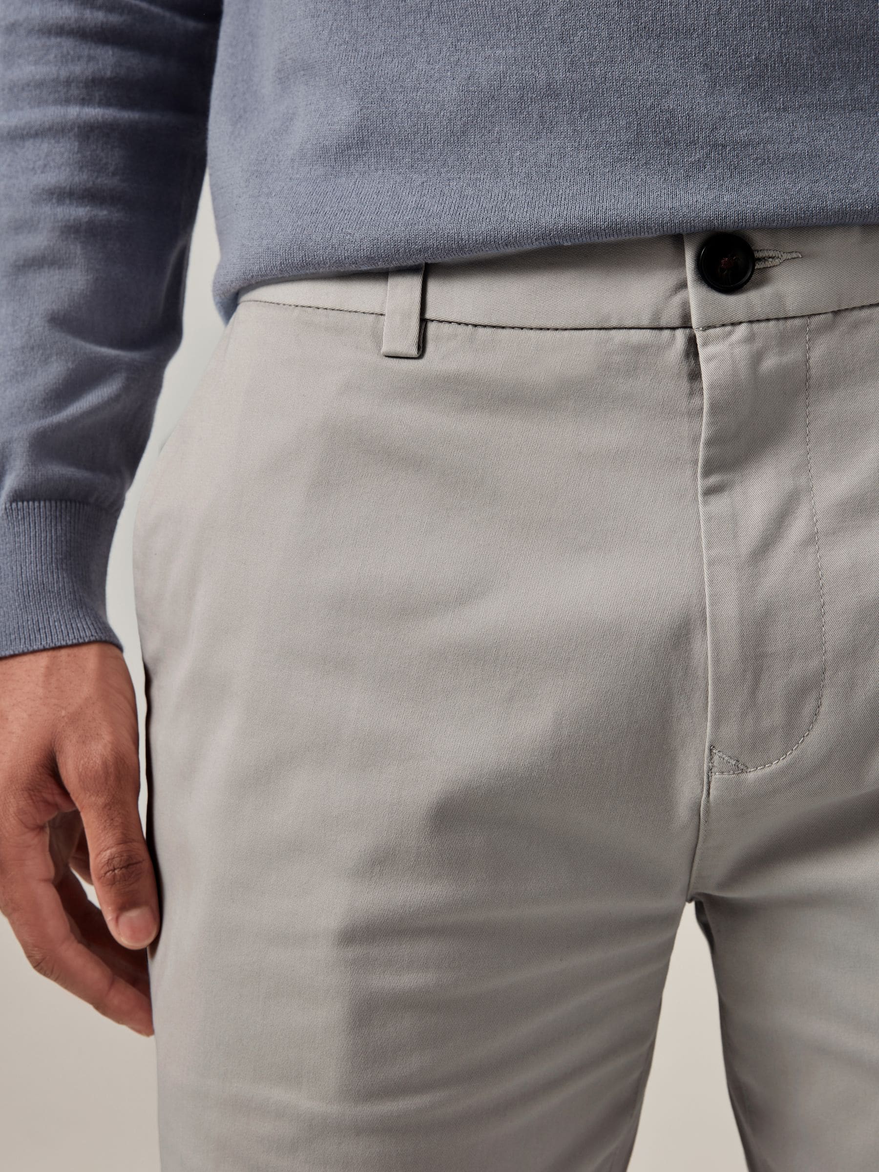 Lichtgrijs - Slim Fit - Chinoshort met stretch