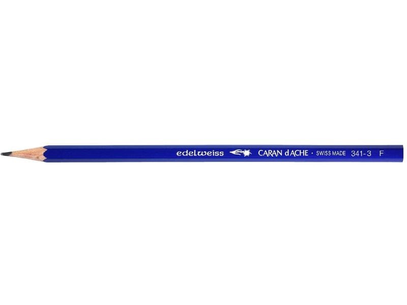 Caran d'Ache Bleistift F, Blau, 12 Stück Schulbleistift für den täglichen Gebrauch