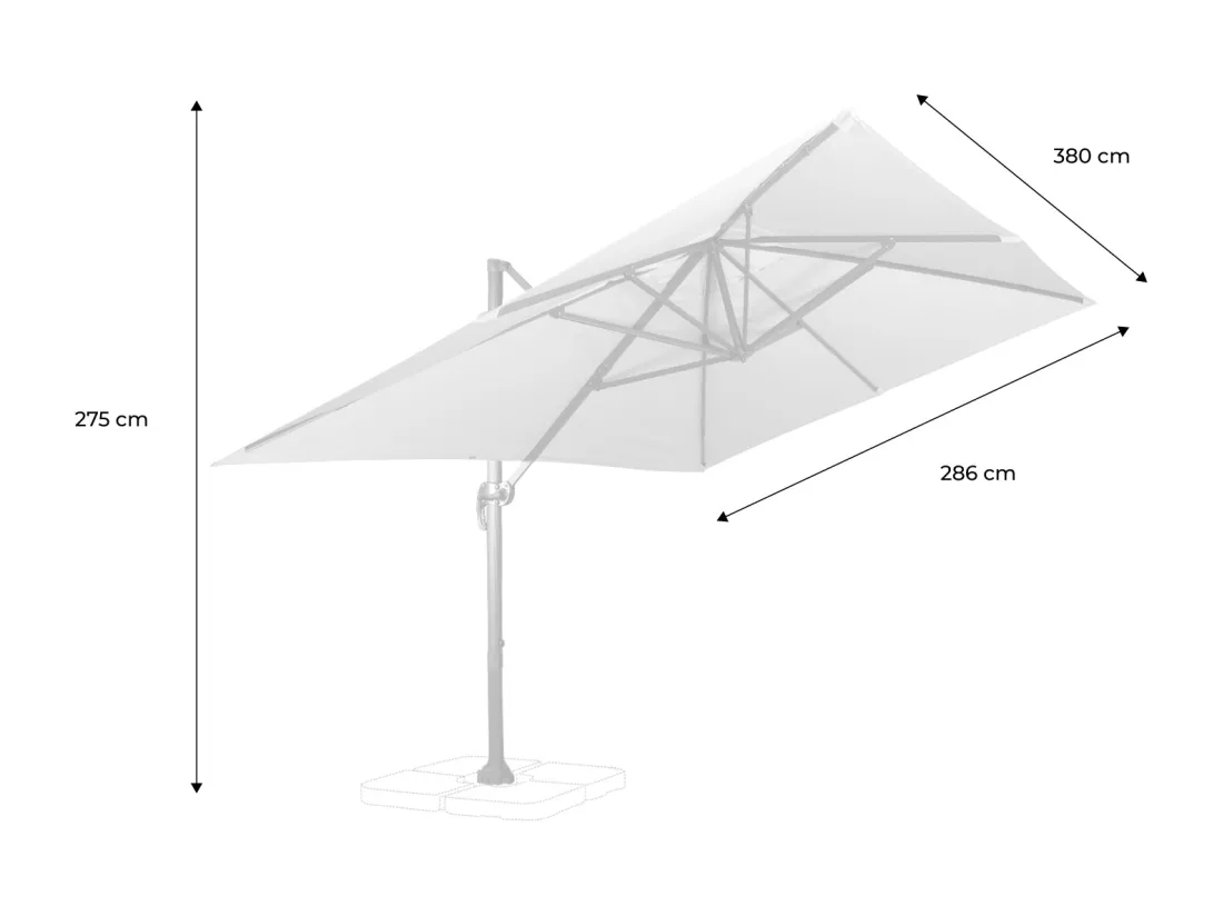 Parasol déporté rectangulaire 3x4m - Wimereux - Ecru - Parasol excentré inclinable dans 5 positions. rotatif à 360°.