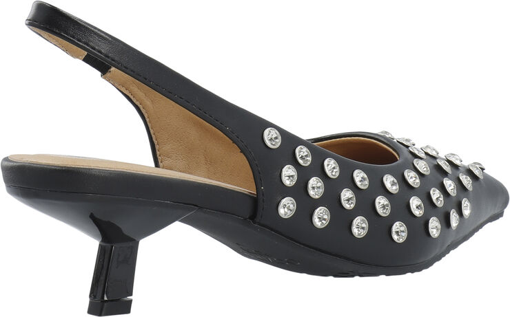 Bianco BIAKRISTIN Kitten Heel Slingback Rhinestone Faux Leather Black