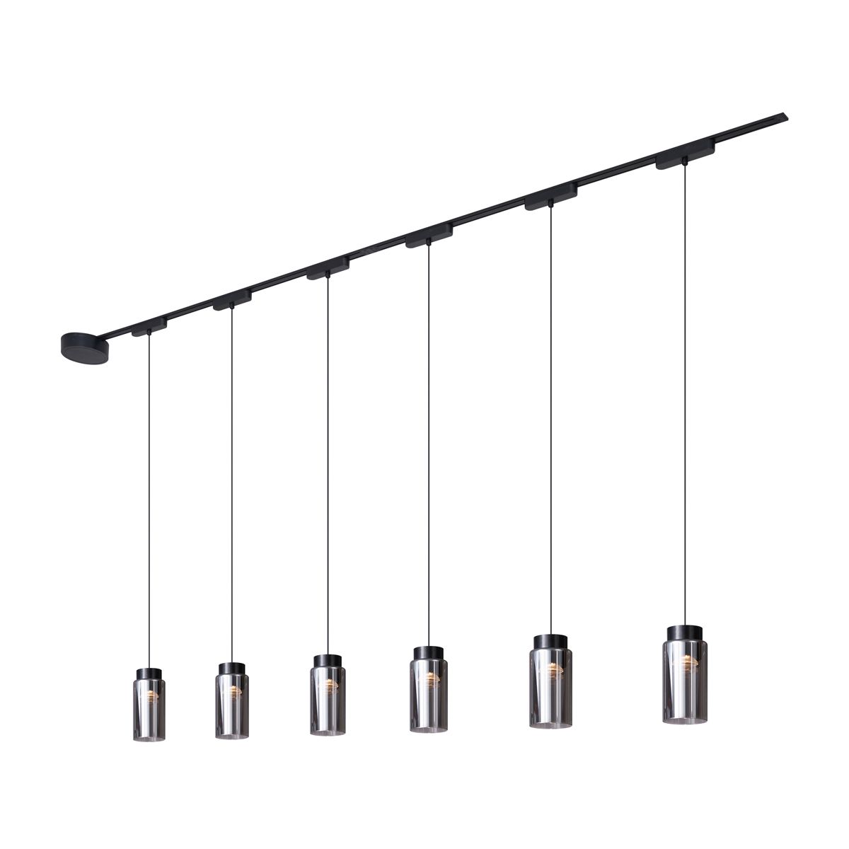 Modern railsysteem met 6 hanglampen zwart 1-fase - Magnetic Vance