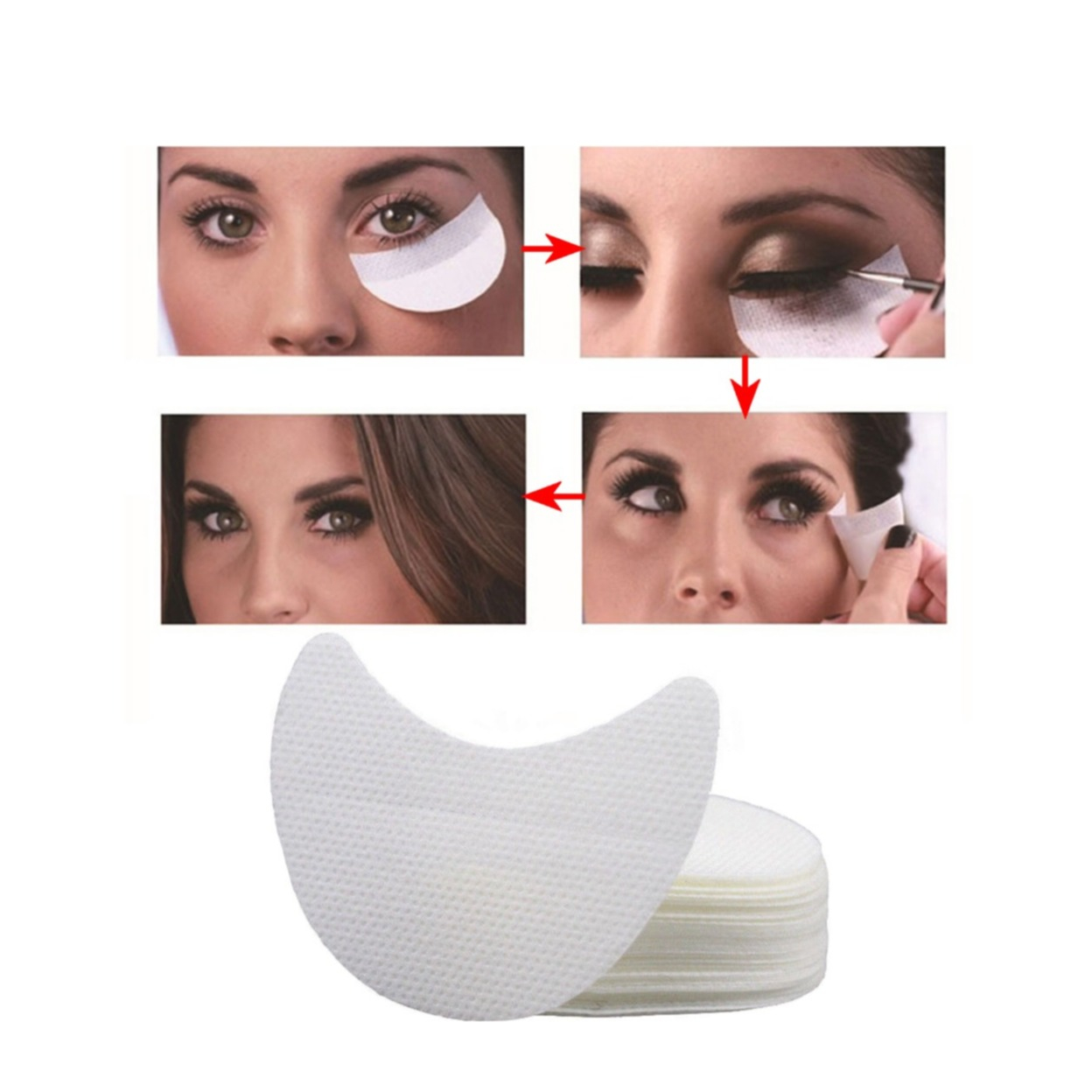 (20er Set) 55x35mm Lidschatten Patches Eyeliner Schablone - Weiss