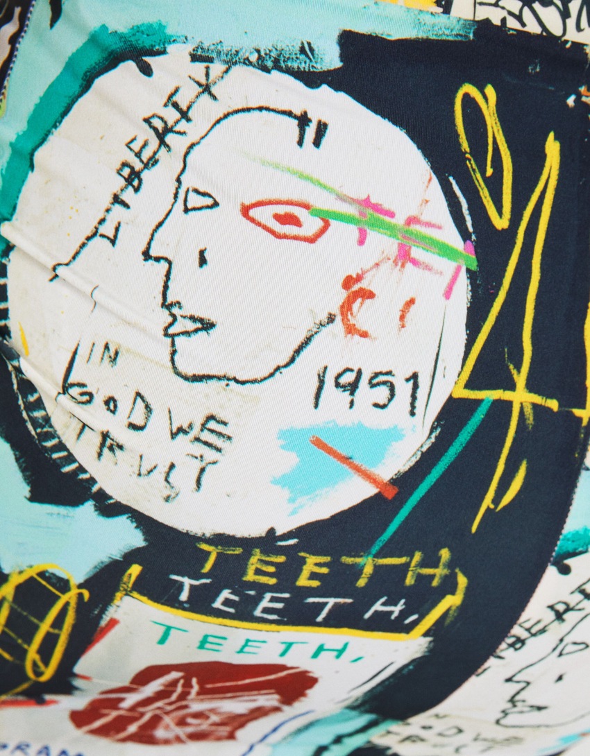 Saia midi com estampa Jean-Michel Basquiat