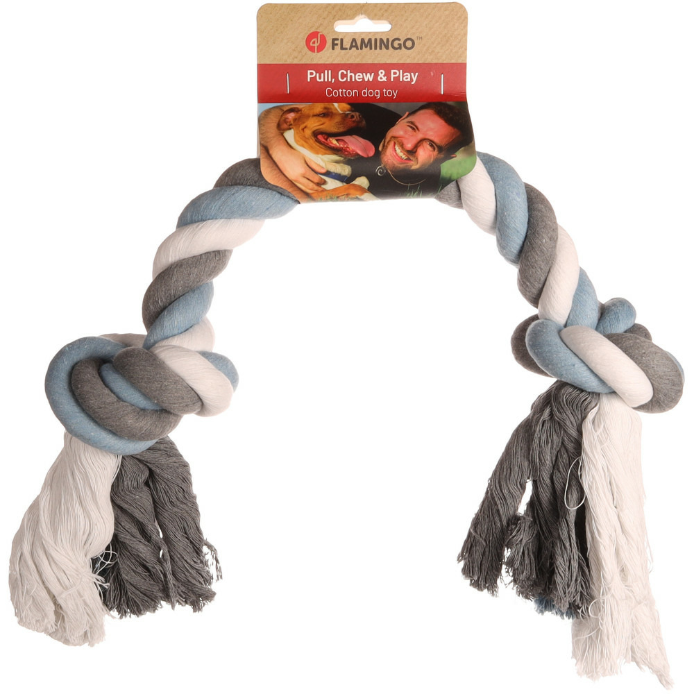 Jouet corde avec 2 nœuds bleu ø 8.5 x 75 cm jumbo pour chien