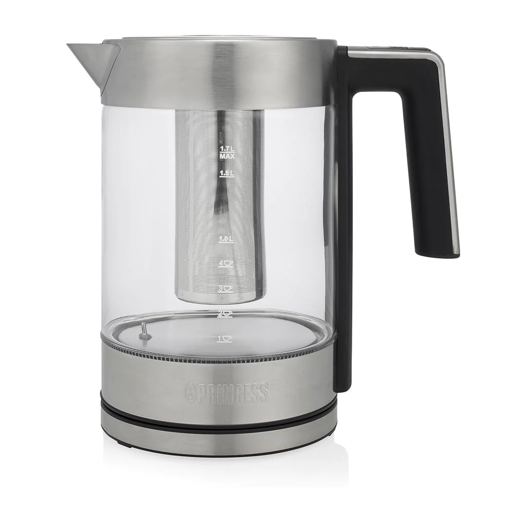 bouilloire électrique de 1,7L en verre Londres Deluxe 2200W gris noir
