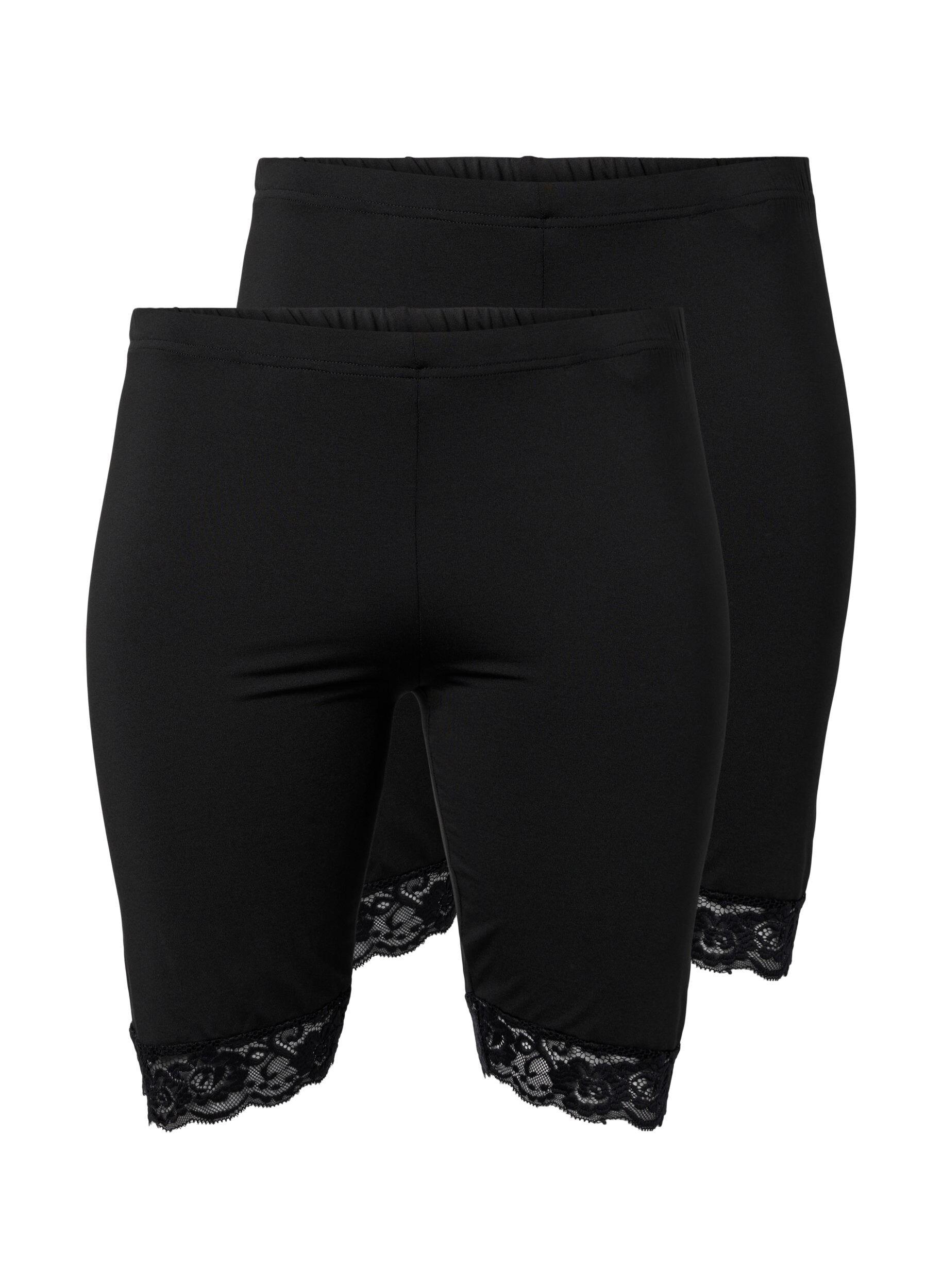 2-pak cykelshorts med blondekant