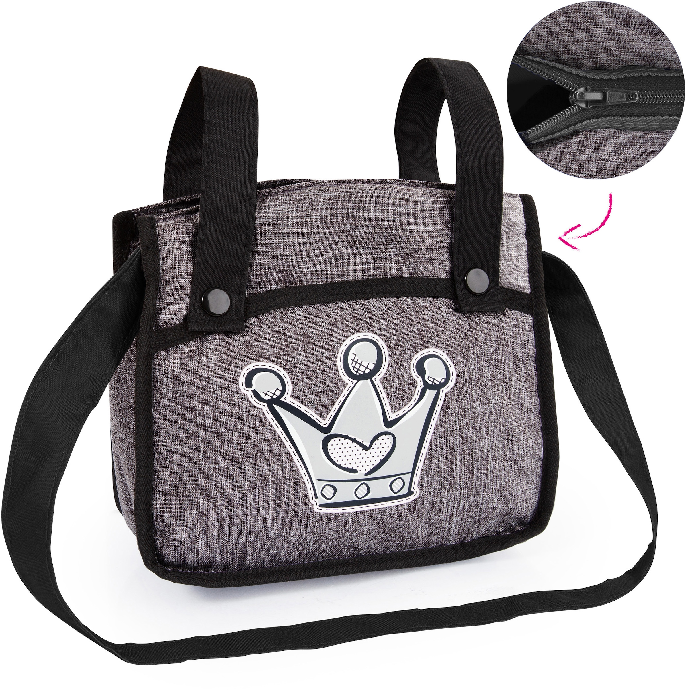 Bayer Kombi-Puppenwagen »Vario, Grau« inkl. Wickeltasche