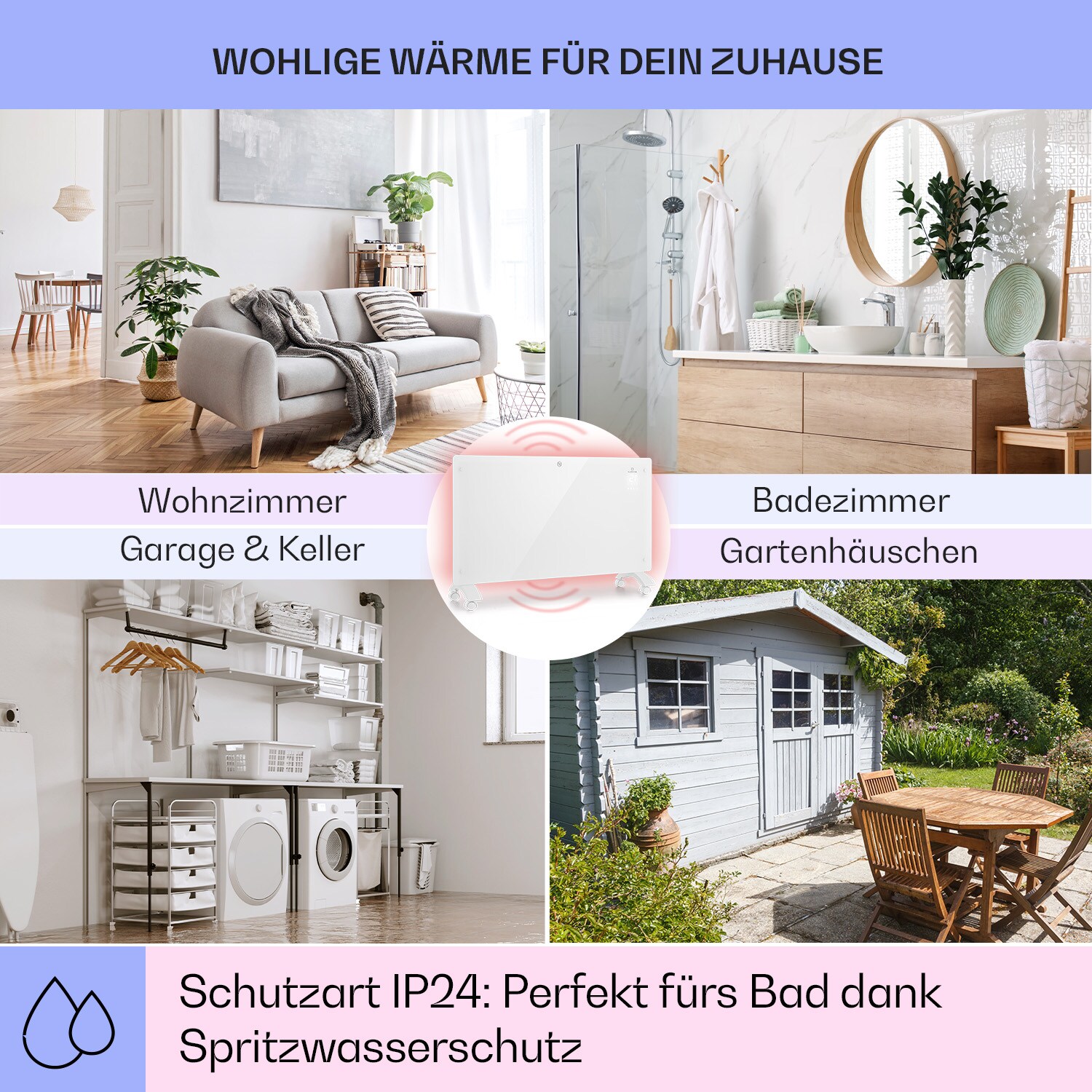 Bansin Crystal Smart Konvektions-Heizgerät 1500W 5 - 50 °C App-Steuerung Weiß 1500 W