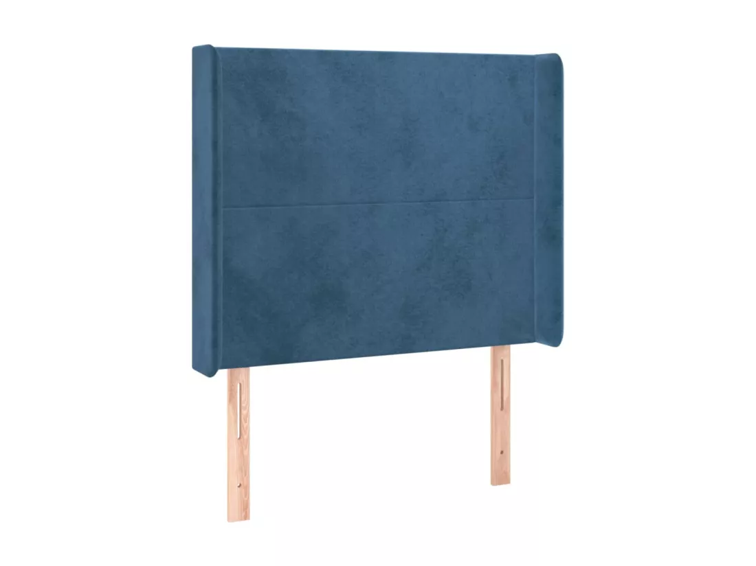 Sommier tapissier et matelas et LED Bleu foncé 90x190cm Velours