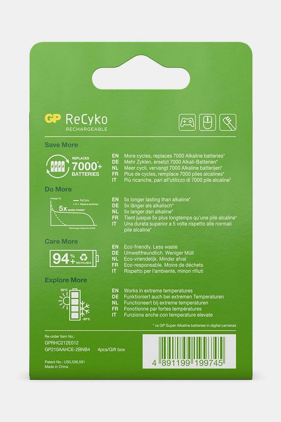 GP Batteries GP Batteries AA Rechargeable Nimh 2100Mah Recyko 1,2V 4 Stuks Batterij