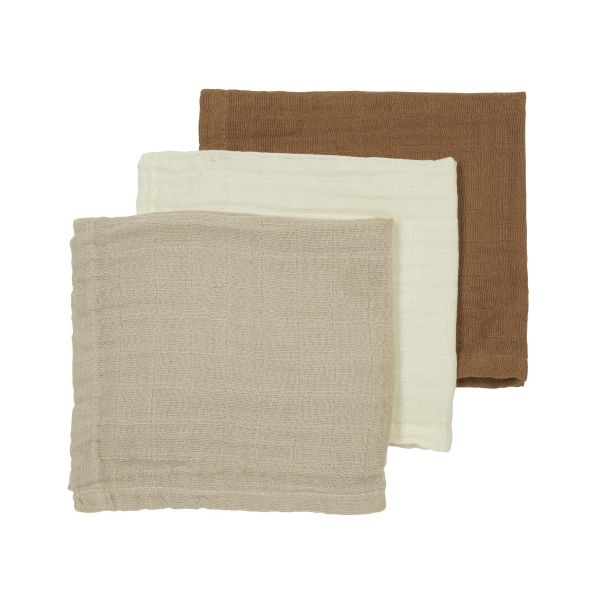 Meyco Monddoekjes - 3 Stuks - Uni - Offwhite / Sand / Toffee