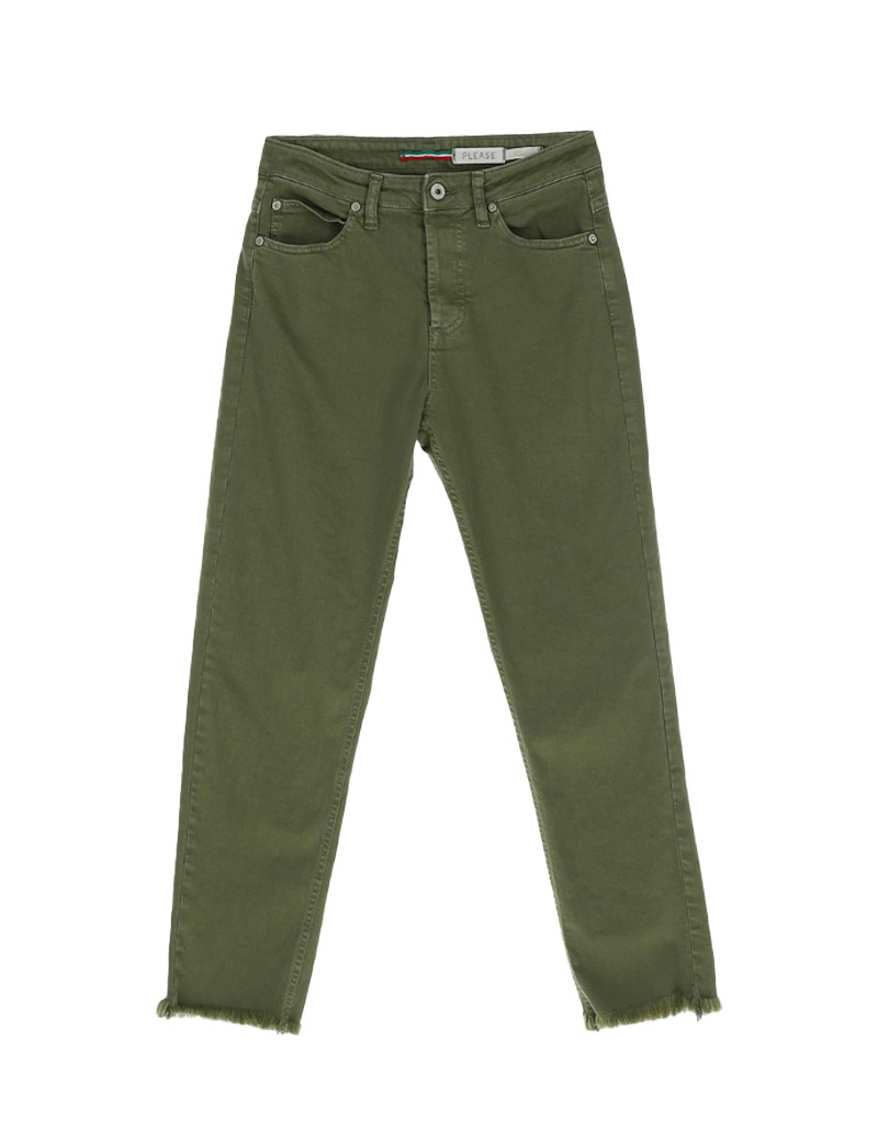 PLEASE PANTALON EFFILOCHÉ 7/8ÈME KAKI