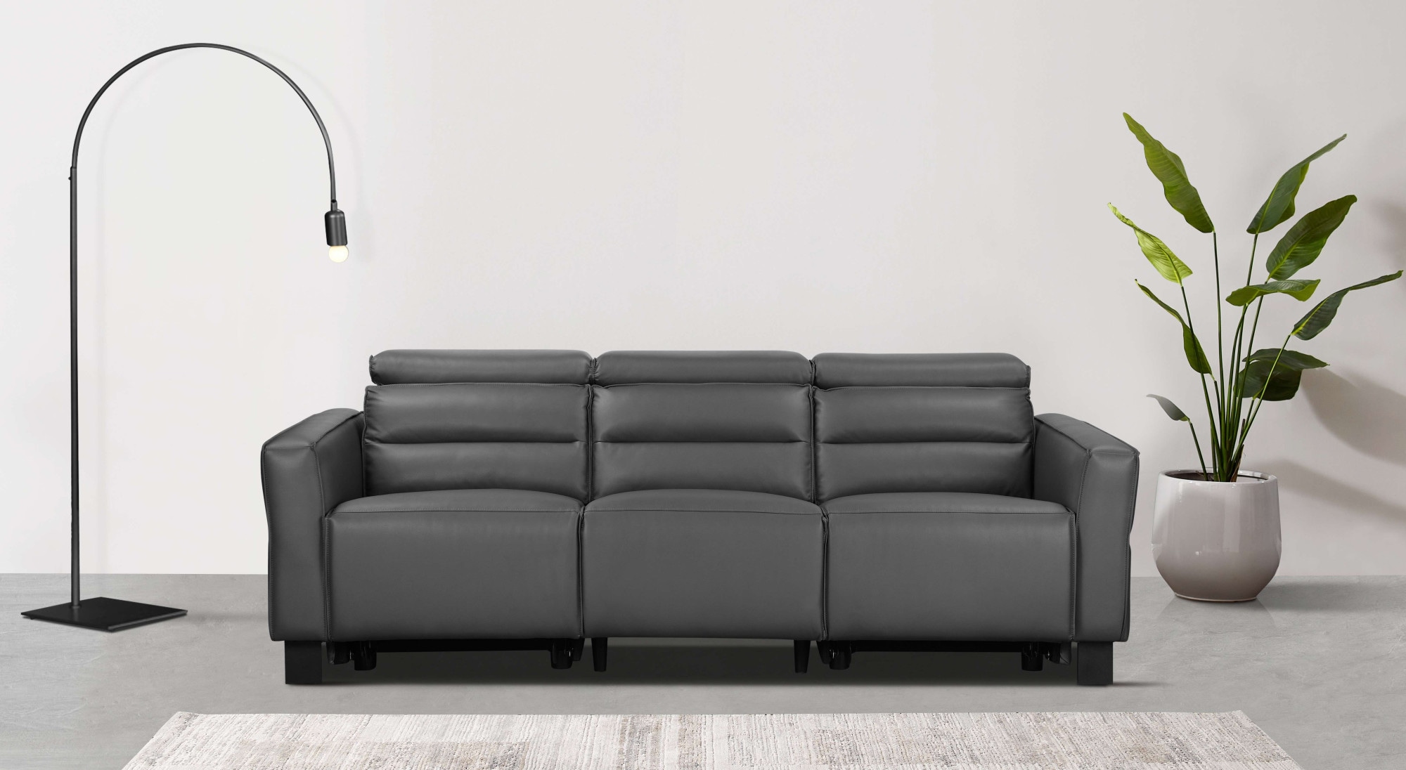 Home affaire 3-Sitzer »Carpari, 224cm, manuelle od. elektrische Relaxfunktion in 2 Sitzen« mit USB-A/C, Kopfteilverstellung, Echtleder, Kunstleder, Webstoff