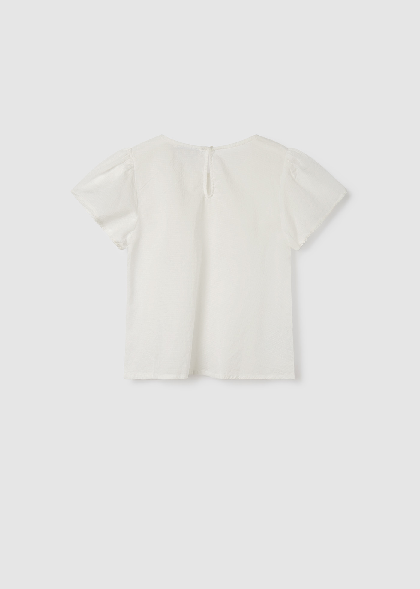 Blusa de manga curta com cordões de algodão para meninas