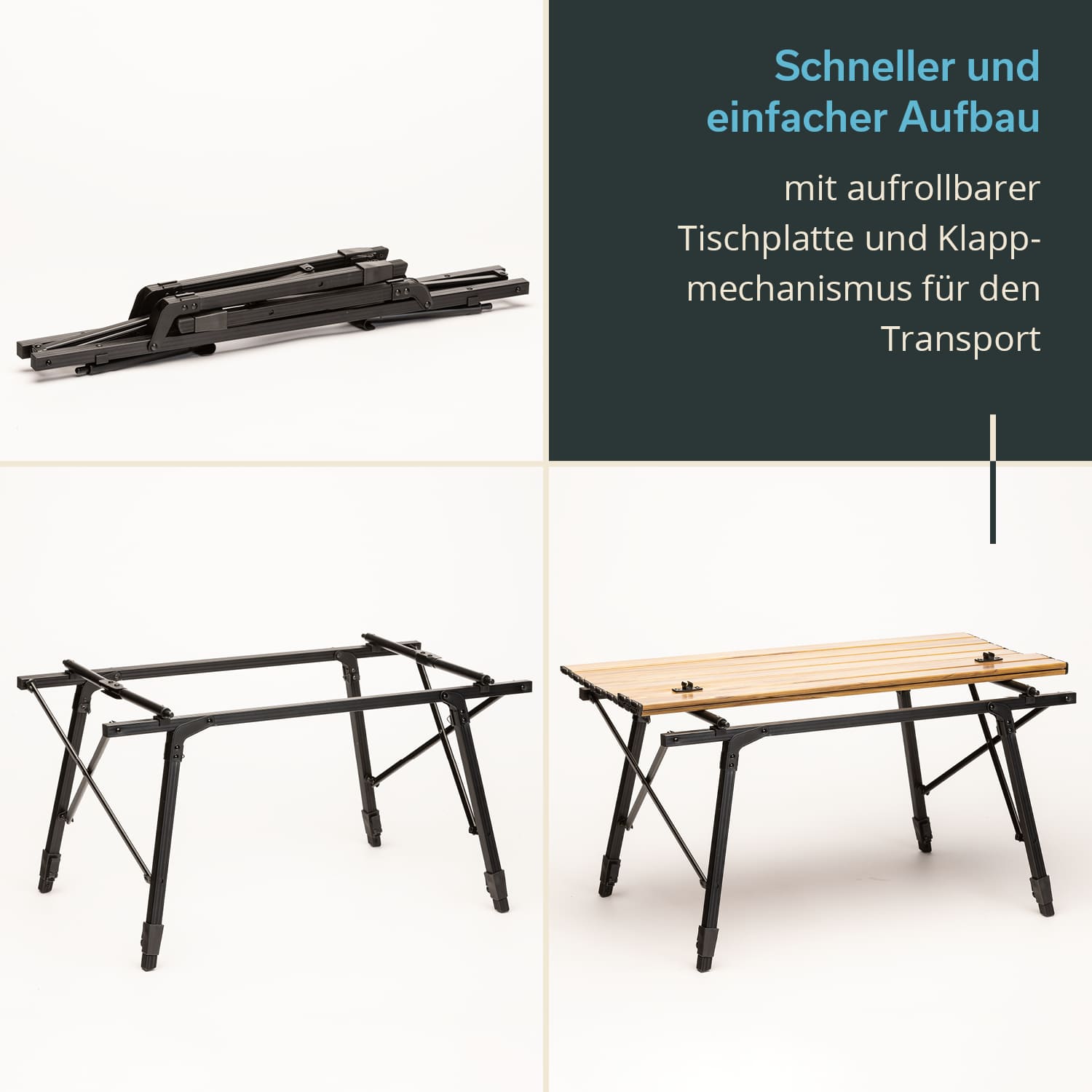 Skandika Pikku aluminium houtlook campingtafel