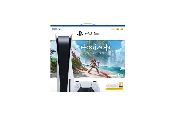 Sony PlayStation 5 Standard   Horizon Forbidden West, PlayStation 5, Sort, Hvid, 16000 MB, GDDR6, AMD, AMD Ryzen Zen 2