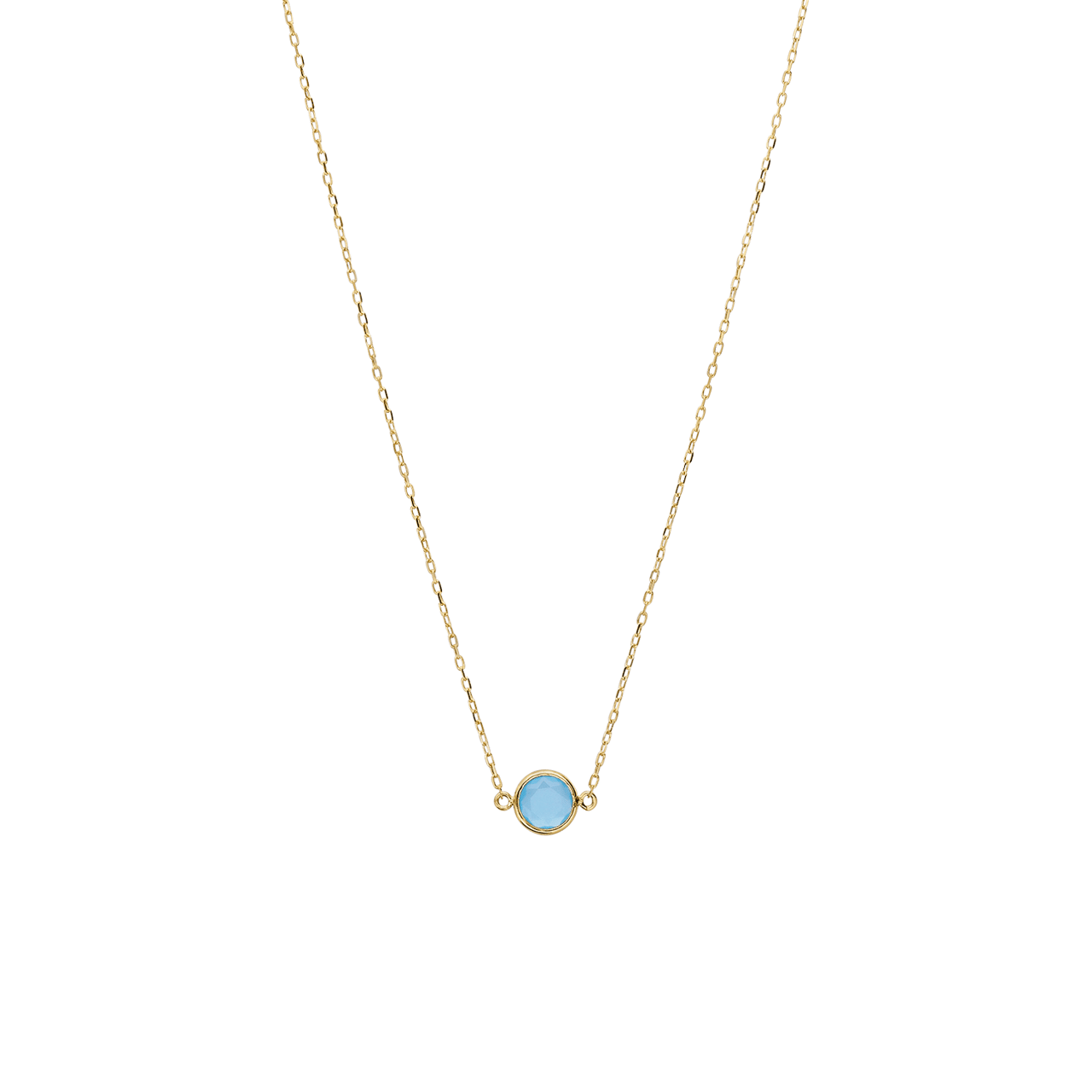 14 karaat geelgouden ketting met geboortesteen hanger December