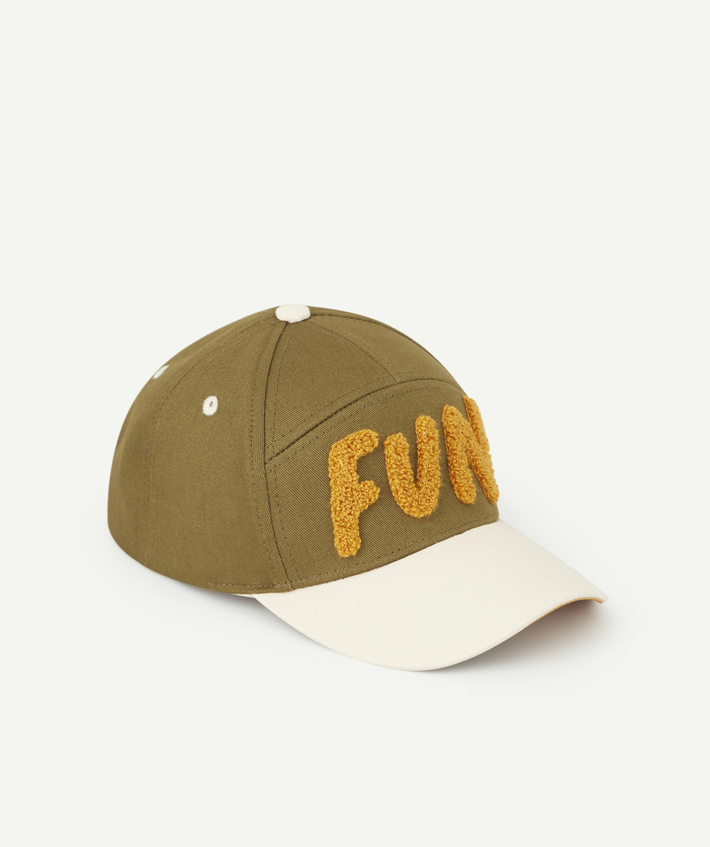 LASSIGCASQUETTE VERT OLIVE AVEC MESSAGE FUN EN BOUCLETTE