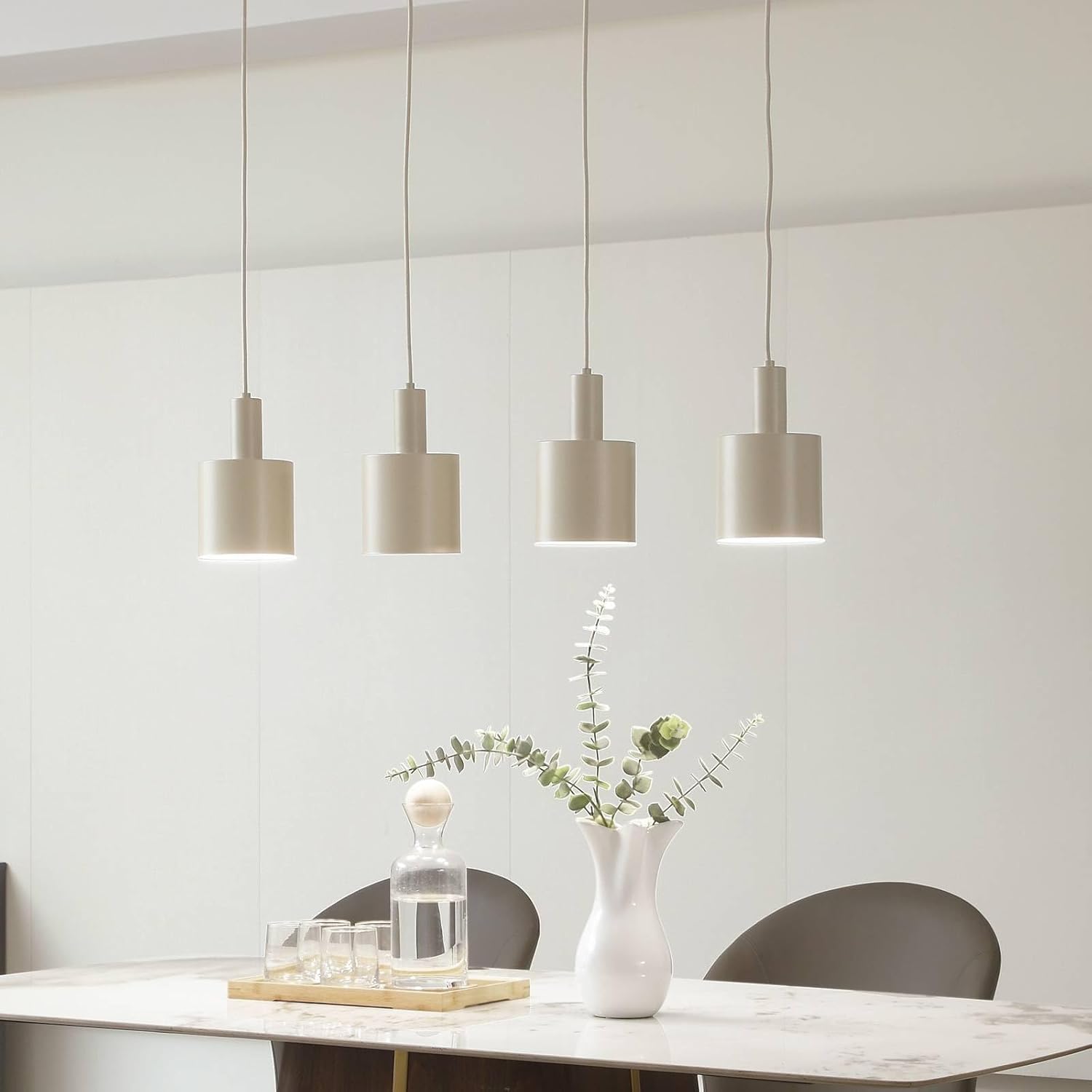 Lindby Pendelleuchte Ovelia (Modern) in Creme aus Metall (4 flammig, E27) - Deckenlampe Esstischlampe Hängelampe Hängeleuchte Küchenleuchte