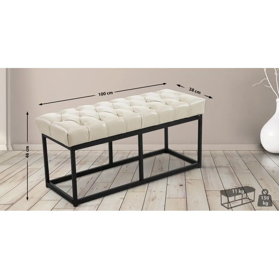 CLP 2-zits Bankje Amun 100 cm - creme