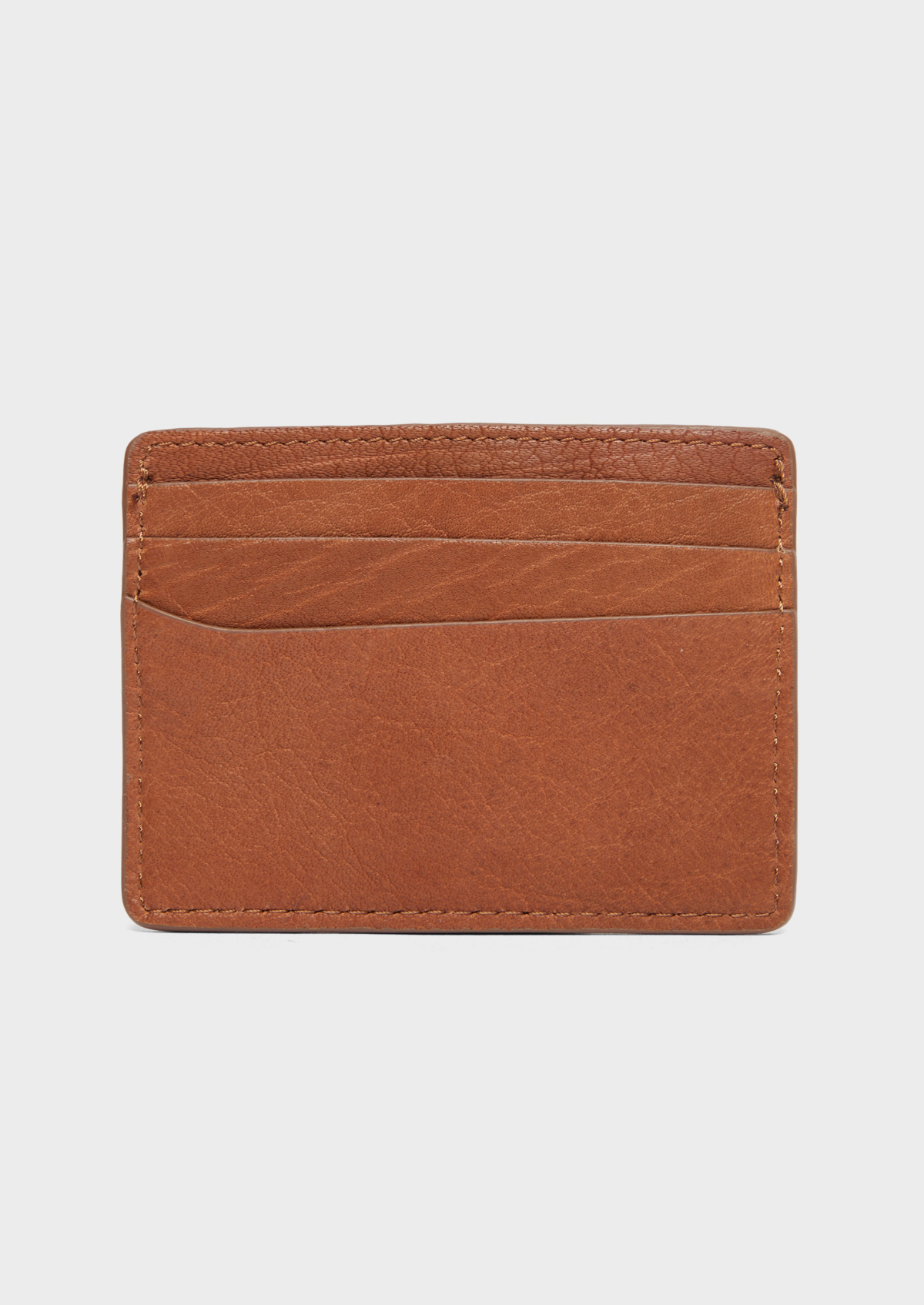 Porte-cartes en cuir grainé cognac