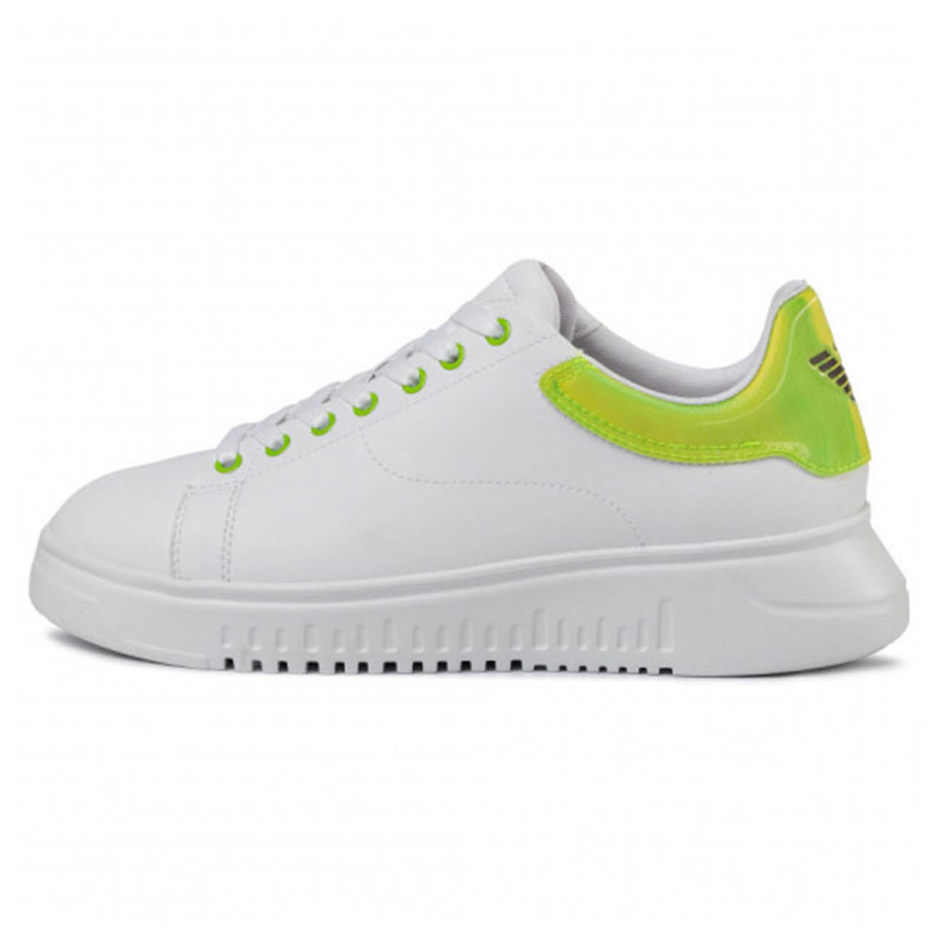 EA7 Baskets en Cuir blanc/vert fluo